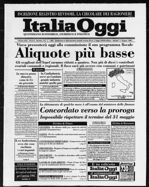 Italia oggi : quotidiano di economia finanza e politica